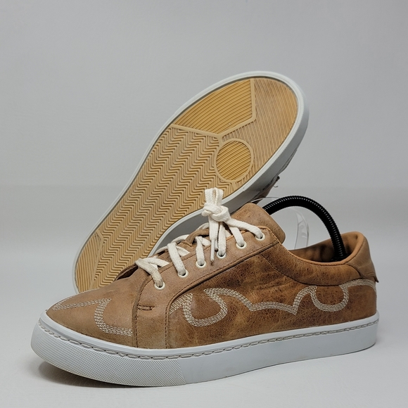Agave Sky Shoes - Womens boot stitch leather Sneakers in Tan